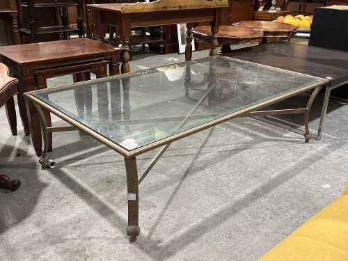 Rectangular glass-top coffee table
