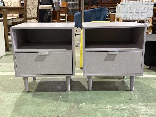 Pair of modern grey bedside tables