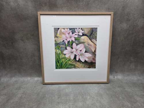 R. Dodd, still life of lilies. Oil painting on board