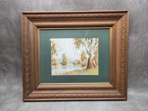 C. R. Ward, Australian riverscape. Watercolour painting on paper