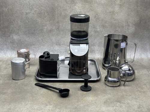 Coffee making accessories, including Briel coffee grinder