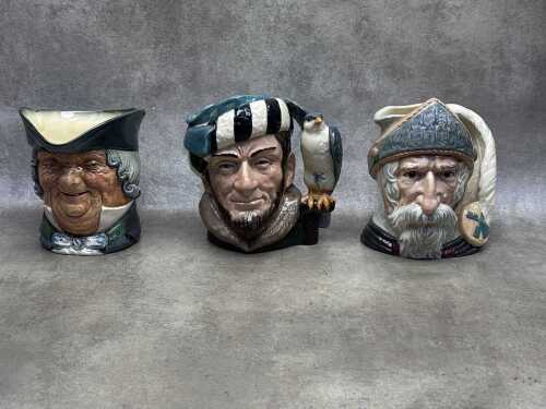 Three Royal Doulton ceramic character jugs