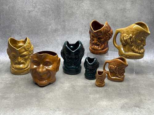 Eigth character jugs, including Elischer
