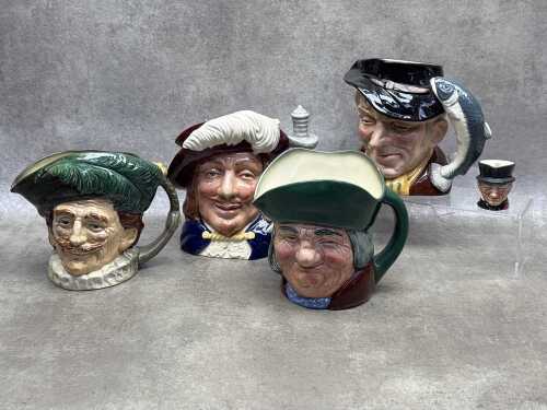 Four Royal Doulton character jugs