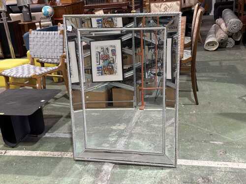 Art-deco style beaded edge wall mirror
