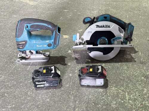 Makita 18V cordless circular saw and jigsaw with batteries