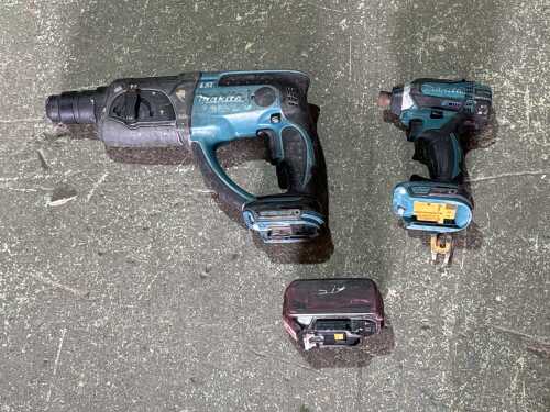 Makita rotary hammer and cordless impact driver with battery