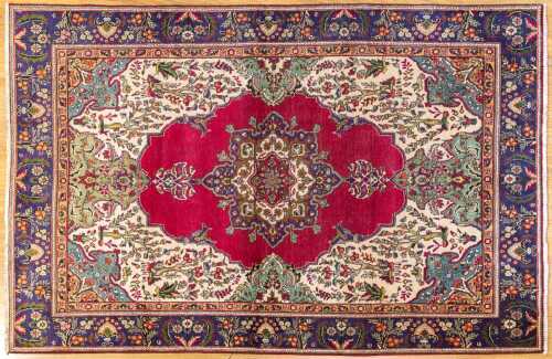 Vintage Persian Kashan rug, hand-knotted wool, 280 x 183cm