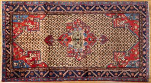 Vintage Persian Hamadan rug, hand-knotted wool, 302 x 145cm