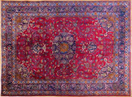 Vintage Persian Kashan rug, hand-knotted wool, 268 x 198cm
