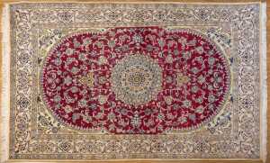 Very fine Persian Nain rug, hand-knotted wool with silk inlay, 310 x 195cm