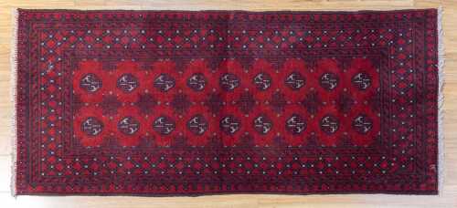 Afghan Turkoman rug, hand-knotted wool, 187 x 83cm