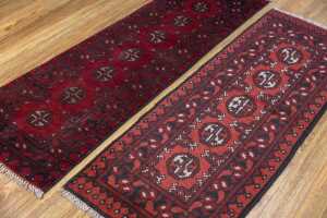 Two Afghan Turkman rugs, hand-knotted wool, 147 x 146cm - 2