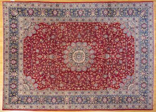 Vintage Persian Mashad rug, hand-knotted wool, 333 x 245cm