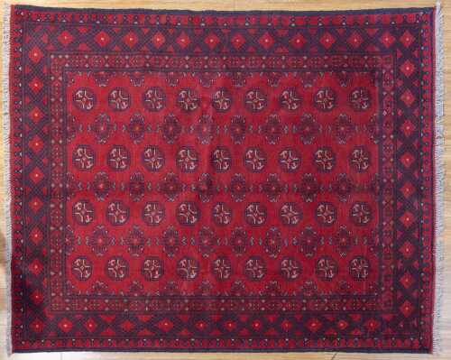 Afghan Turkman rug, hand-knotted wool, 187 x 145cm