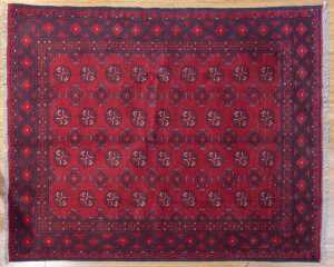 Afghan Turkman rug, hand-knotted wool, 187 x 145cm
