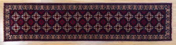 Fine Afghan Beljic runner, hand-knotted wool, 382 x 85cm