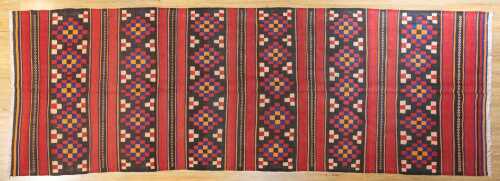 Vintage Afghan kilim runner, hand-woven wool, 400 x 140cm