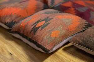 Collection of 5 Afghan kilim cushions, hand-woven wool, 40 x 40cm - 3