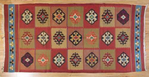 Vintage Persian kilim, hand-woven wool, 326 x 161cm