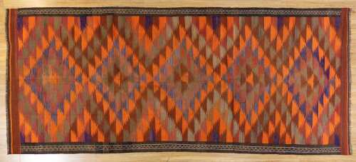 Vintage Persian kilim, hand-woven wool, 300 x 125cm