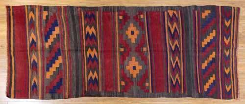 Vintage Persian kilim, hand-woven wool, 380 x 120cm