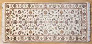 Indo-Persian Kashan rug, hand-knotted silk and wool, 87 x 183cm