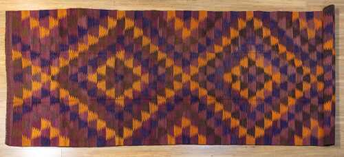 Vintage Afghan kilim, hand-woven wool, 510 x 143cm