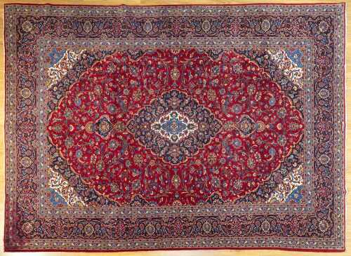 Vintage Persian Kashan rug, hand-knotted wool, 393 x 295cm