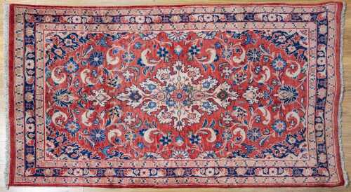 Vintage Persian Kashan rug, hand-knotted wool, 236 x 125cm