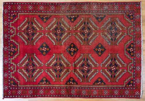 Vintage Persian Hamadan rug, hand-knotted wool, 192 x 128cm