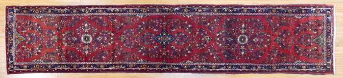 Persian Hamadan runner, hand-knotted wool, 407 x 85cm