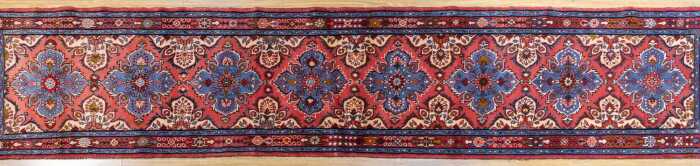 Persian Hamadan runner, hand-knotted wool, 400 x 82cm
