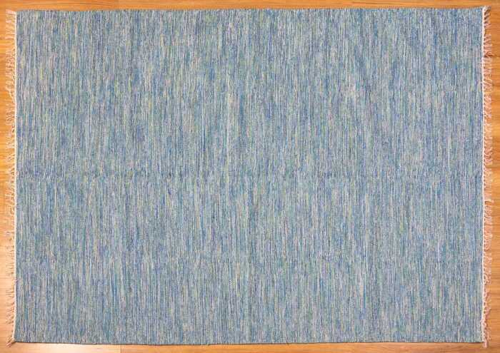 Flat-woven cotton kilim rug, aqua melange, 170 x 240cm