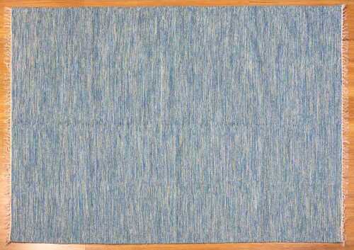 Flat-woven cotton kilim rug, aqua melange, 170 x 240cm