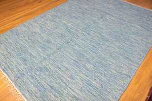 Flat-woven cotton kilim rug, aqua melange, 170 x 240cm - 2