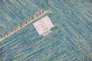 Flat-woven cotton kilim rug, aqua melange, 170 x 240cm - 6