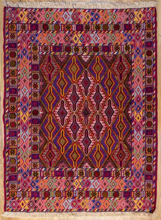 Fine Persian Soumak rug, hand-woven wool, 140 x 107cm