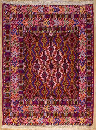 Fine Persian Soumak rug, hand-woven wool, 140 x 107cm