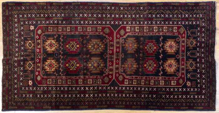 Afghan Baluchi rug, hand-knotted wool, 193 x 100cm