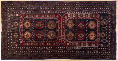 Afghan Baluchi rug, hand-knotted wool, 193 x 100cm