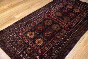 Afghan Baluchi rug, hand-knotted wool, 193 x 100cm - 2
