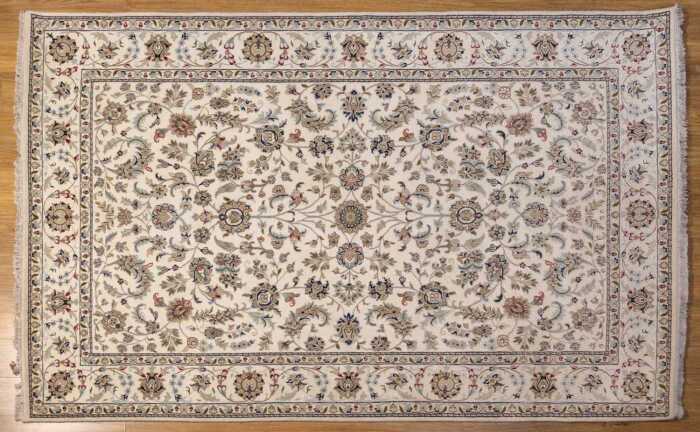 Fine Indo Persian Nain rug, hand-knotted wool with silk inlay, 285 x 182cm