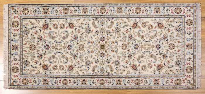Fine Indo Persian Nain runner, hand-knotted wool with silk inlay, 184 x 85cm
