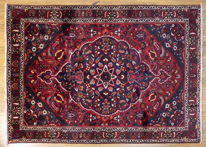 Persian Bakhtiari rug, hand-knotted wool, 300 x 212cm