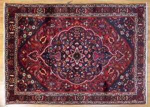 Persian Bakhtiari rug, hand-knotted wool, 300 x 212cm