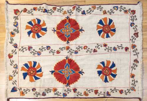 Persian hand-stitched Sofra, wool, 195 x 132cm
