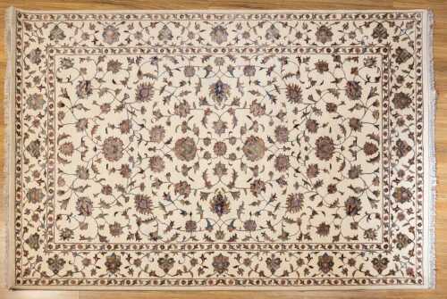 Indo-Persian Kashan rug, hand-knotted silk and wool, 187 x 276cm