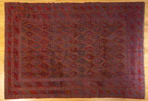 Afghan Mashwani rug, hand-woven wool, 284 x 198cm