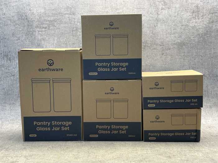 Group of Earthware pantry storage jar sets